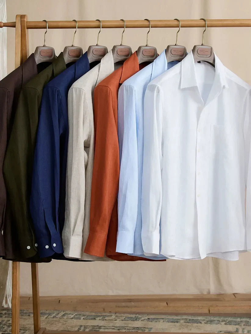 Italian Vega - One Piece Collar Solid Linen Shirt