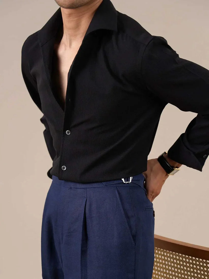 Italian Vega - Crimpled Cotton Ivory White Shirt