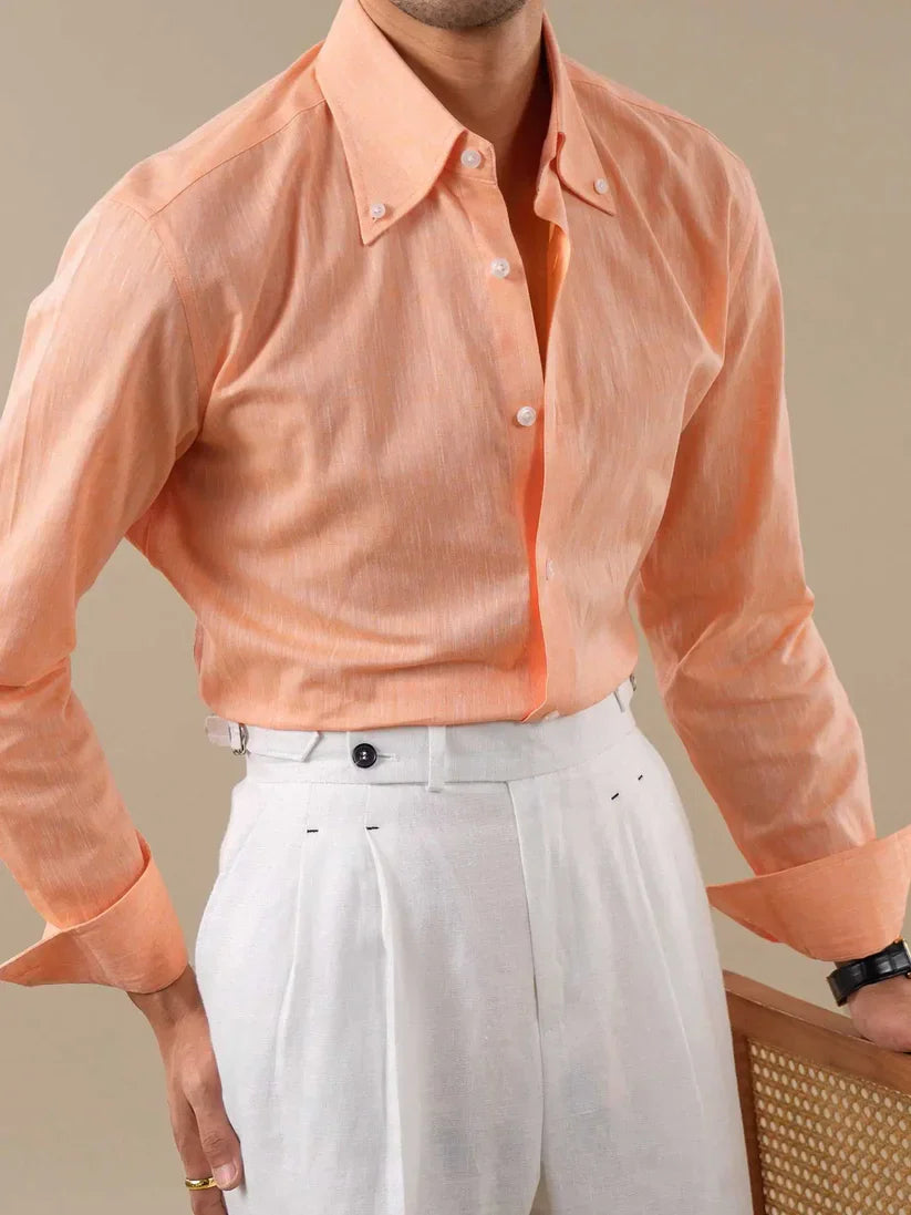 Italian Vega - Spread Button Down Collor Linen Shirt