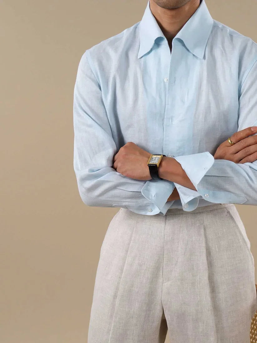 Italian Vega - Solid One Piece Collor Linen Shirt