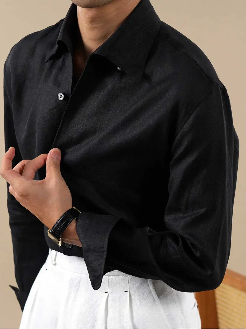 Italian Vega - Solid One Piece Collor Linen Shirt