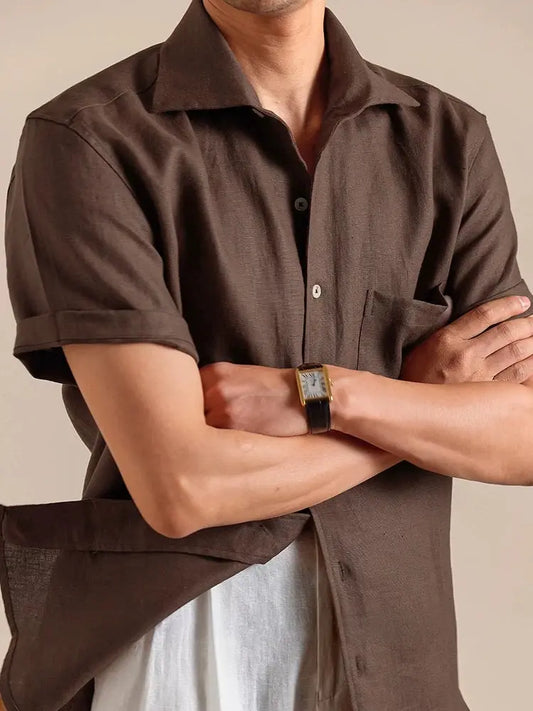 Italian Vega - Short Sleeve Linen Shirt