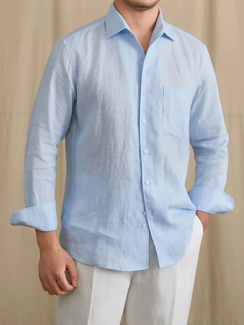 Italian Vega - One Piece Collar Solid Linen Shirt