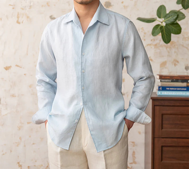Italian Vega Spread Collar 100% Linen Shirt