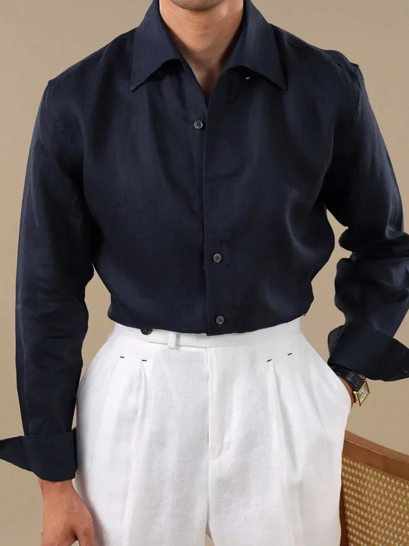 Italian Vega - Solid One Piece Collor Linen Shirt