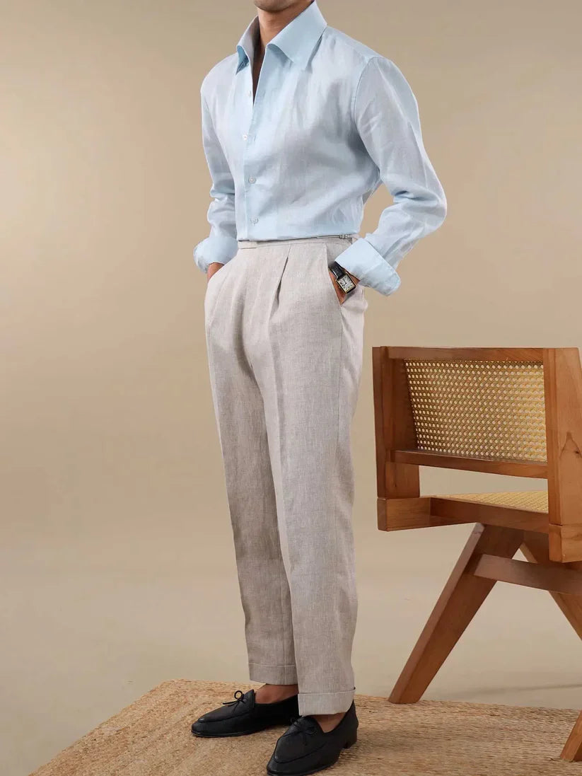 Italian Vega - Solid One Piece Collor Linen Shirt