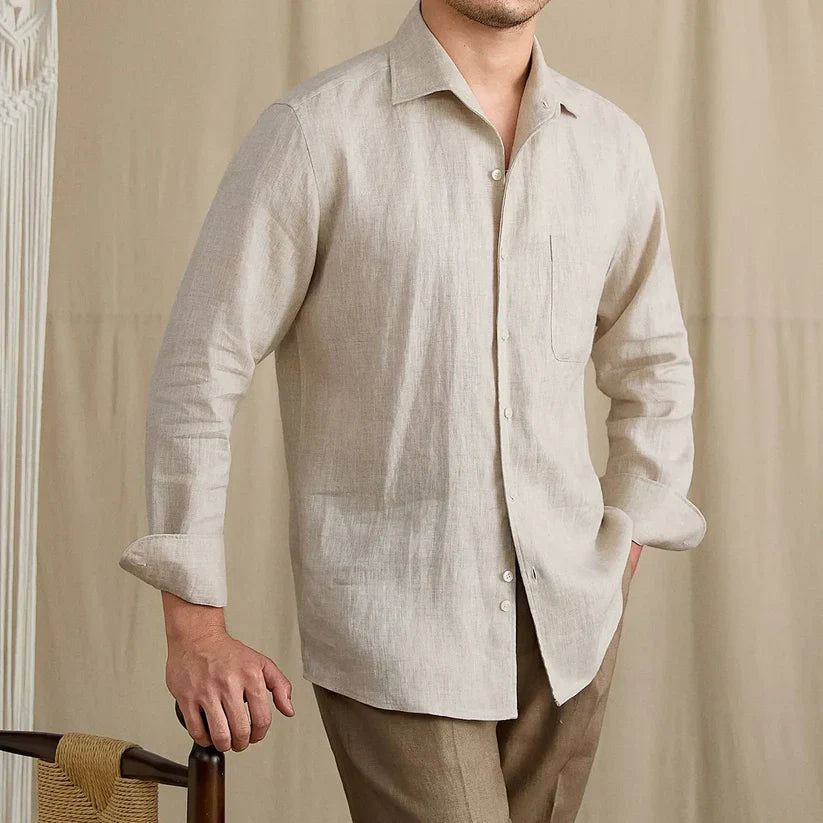 Italian Vega - One Piece Collar Solid Linen Shirt