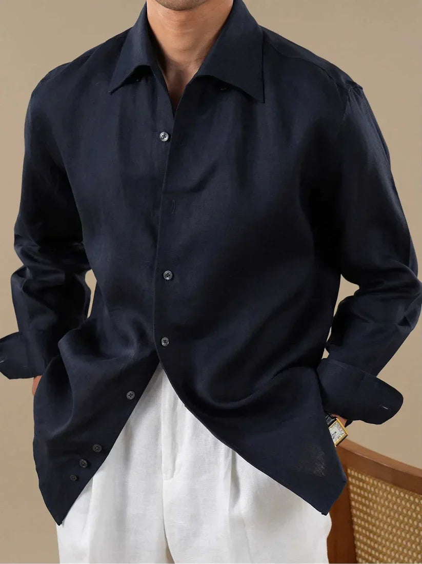 Italian Vega - Solid One Piece Collor Linen Shirt