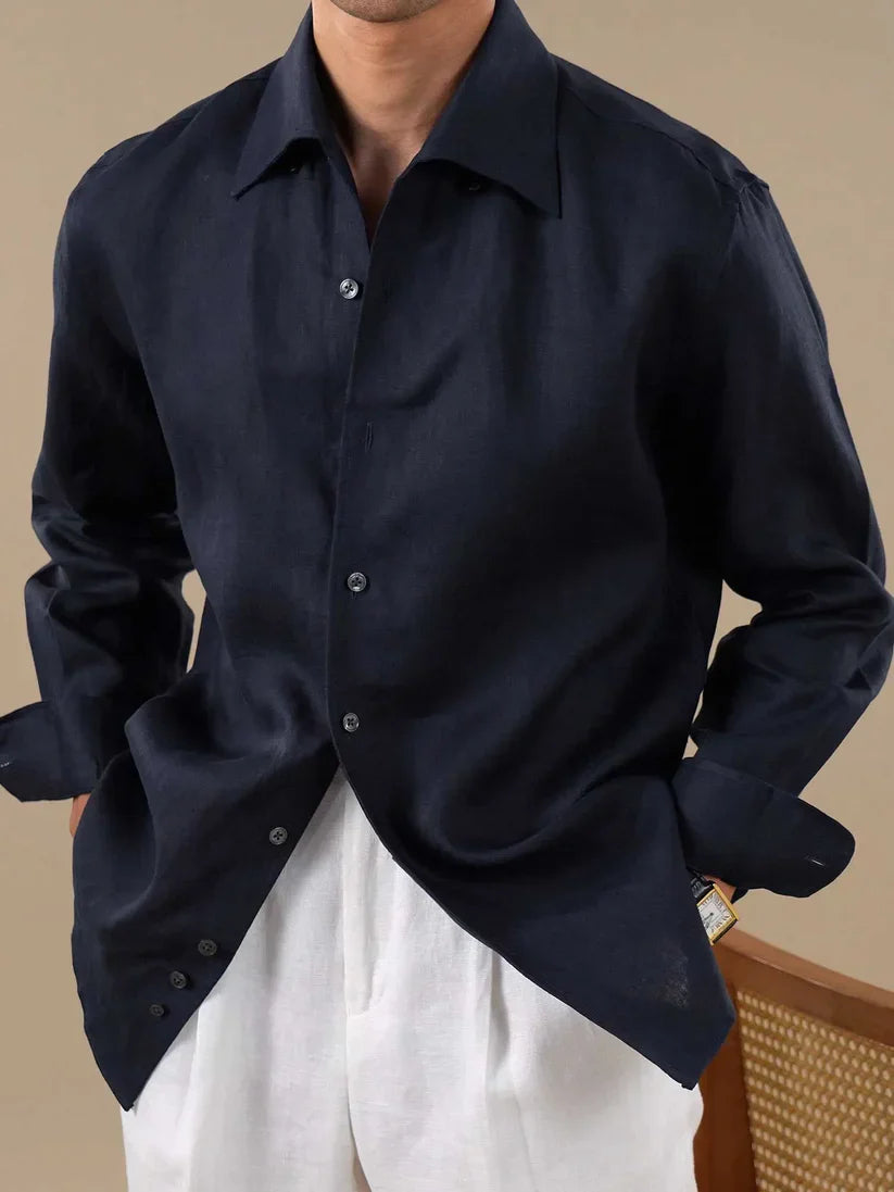 Italian Vega - Solid One Piece Collor Linen Shirt
