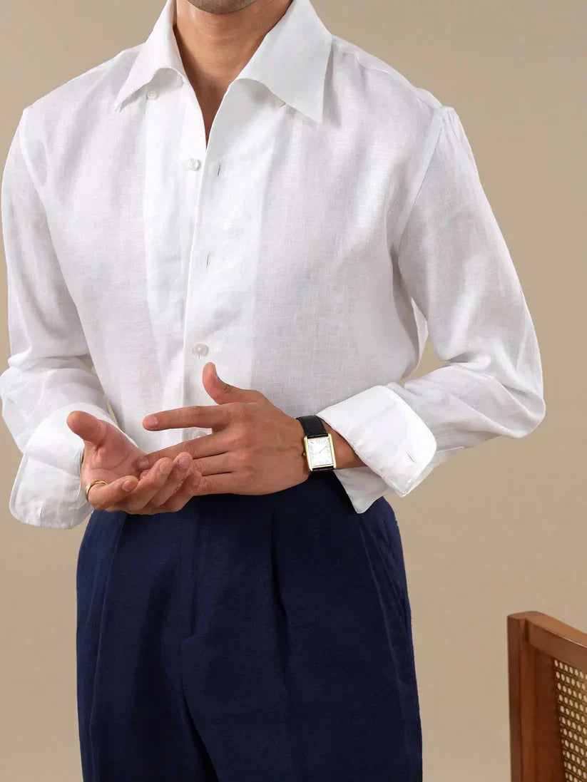 Italian Vega - Solid One Piece Collor Linen Shirt