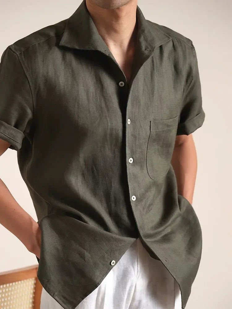 Italian Vega - Short Sleeve Linen Shirt