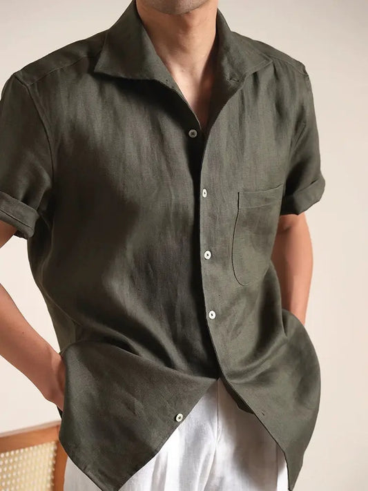 Italian Vega - Short Sleeve Linen Shirt