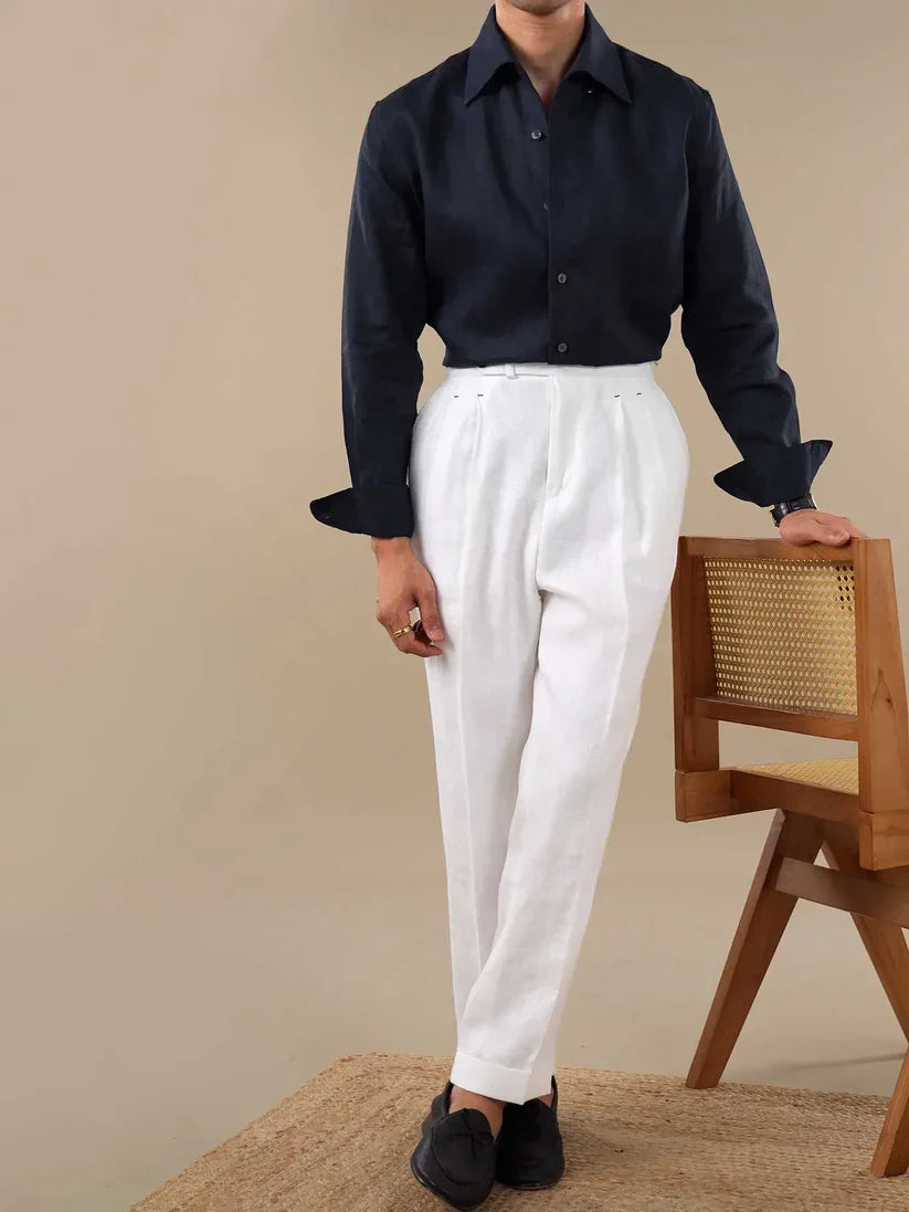 Italian Vega - Solid One Piece Collor Linen Shirt