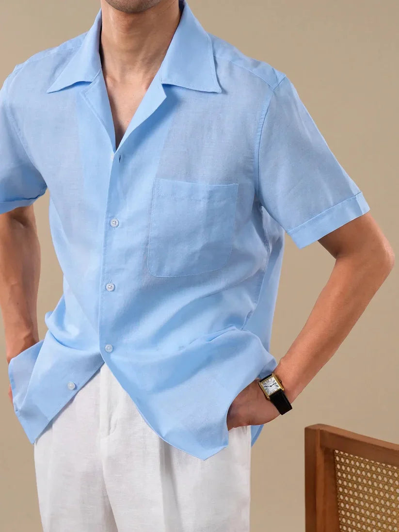 Italian Vega - Cuban Collar Short Sleeves Rivera Linen