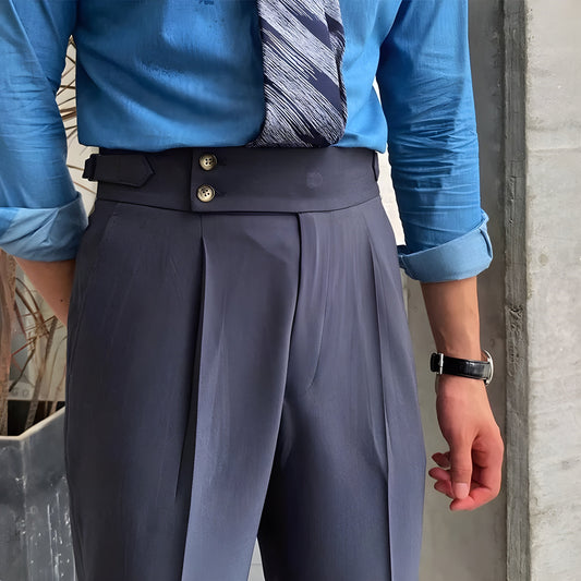 Elephant Grey Signature Buttoned Gurkha Pants by ITALIAN VEGA®