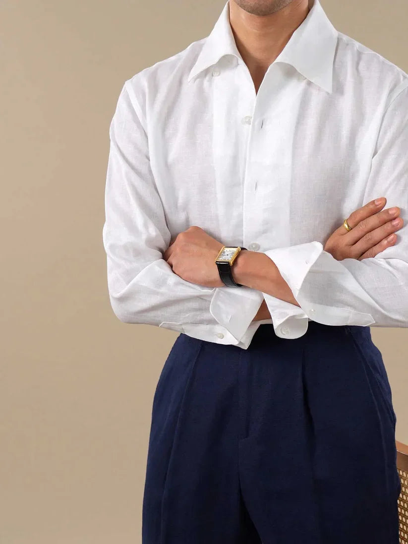 Italian Vega - Solid One Piece Collor Linen Shirt