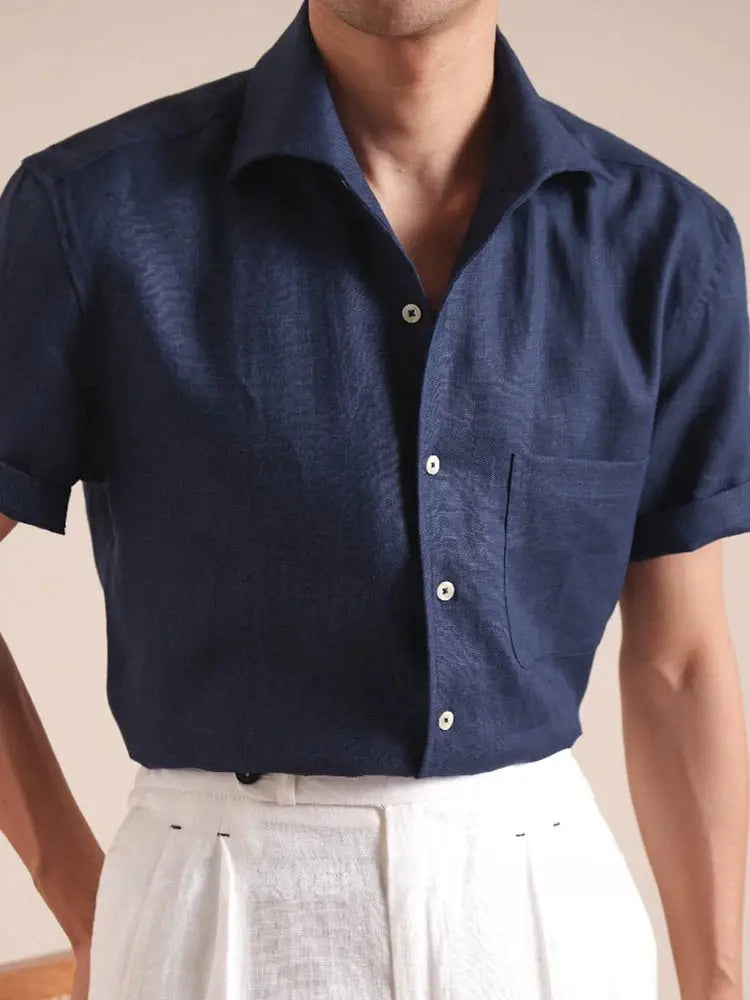 Italian Vega - Short Sleeve Linen Shirt