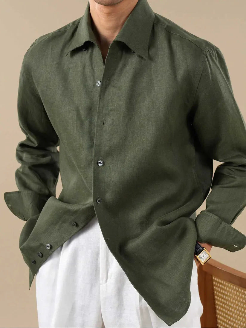 Italian Vega - Solid One Piece Collor Linen Shirt