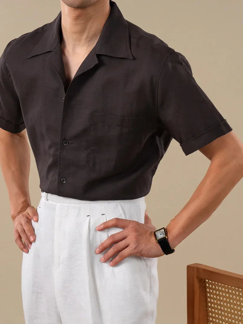 Italian Vega - Cuban Collar Short Sleeves Rivera Linen