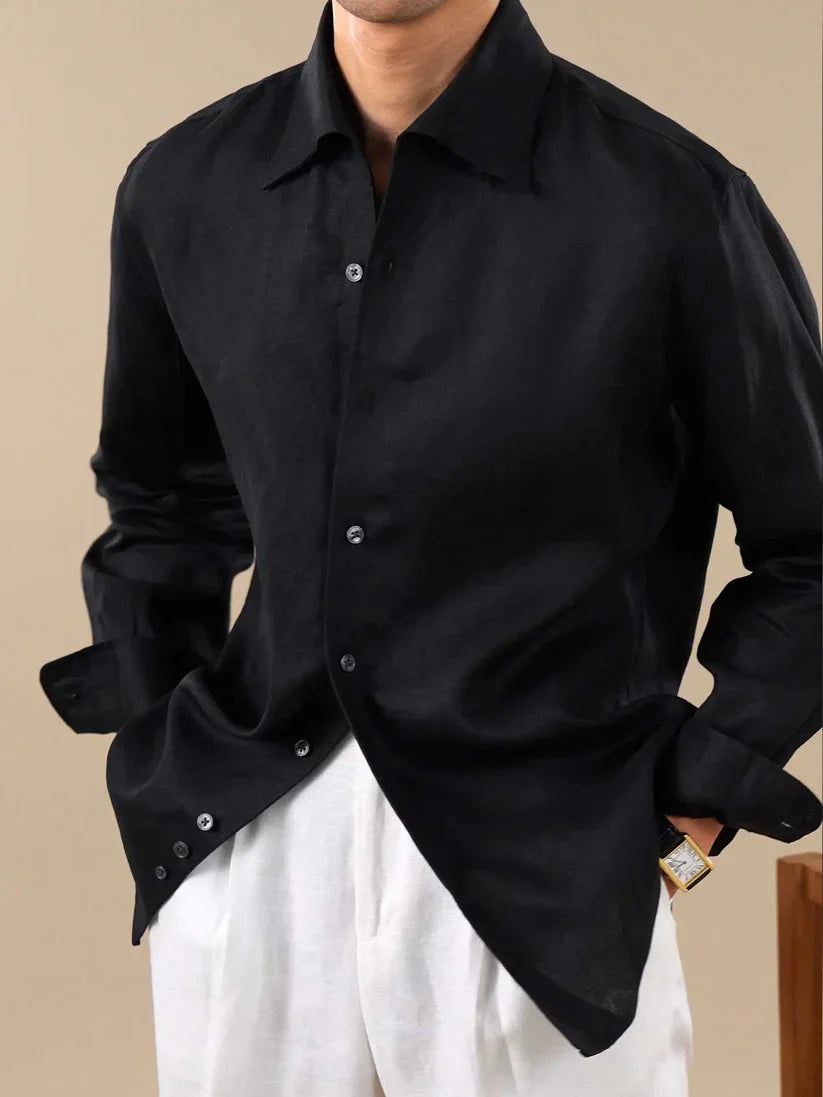 Italian Vega - Solid One Piece Collor Linen Shirt