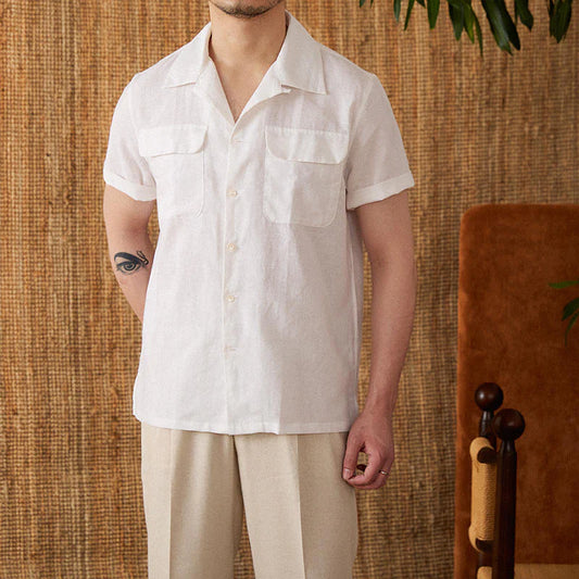 Italian Vega Riviera Linen Cuban Collar Shirt