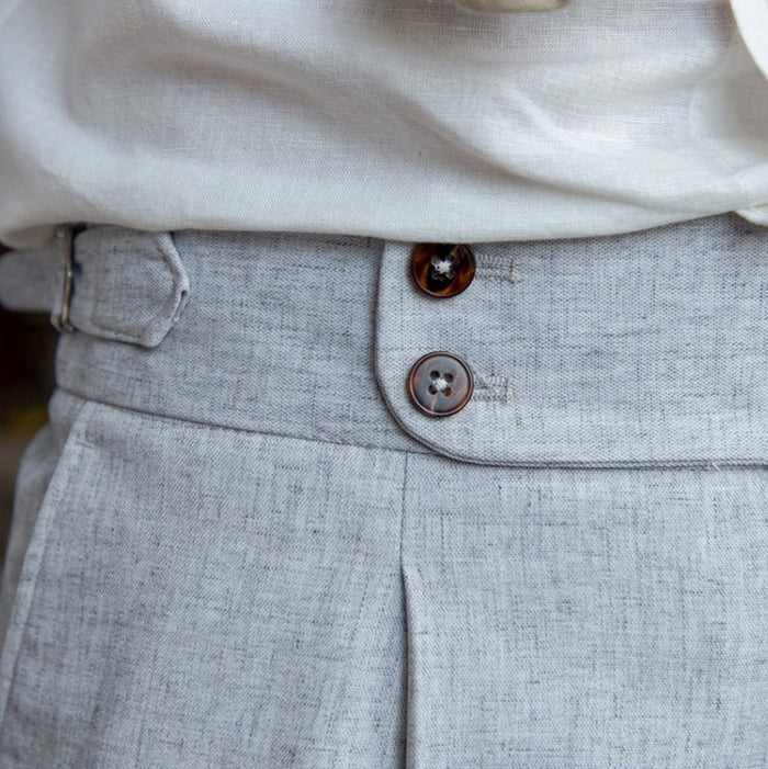 Ash Grey Slub Signature Buttoned Gurkha by ITALIAN VEGA®