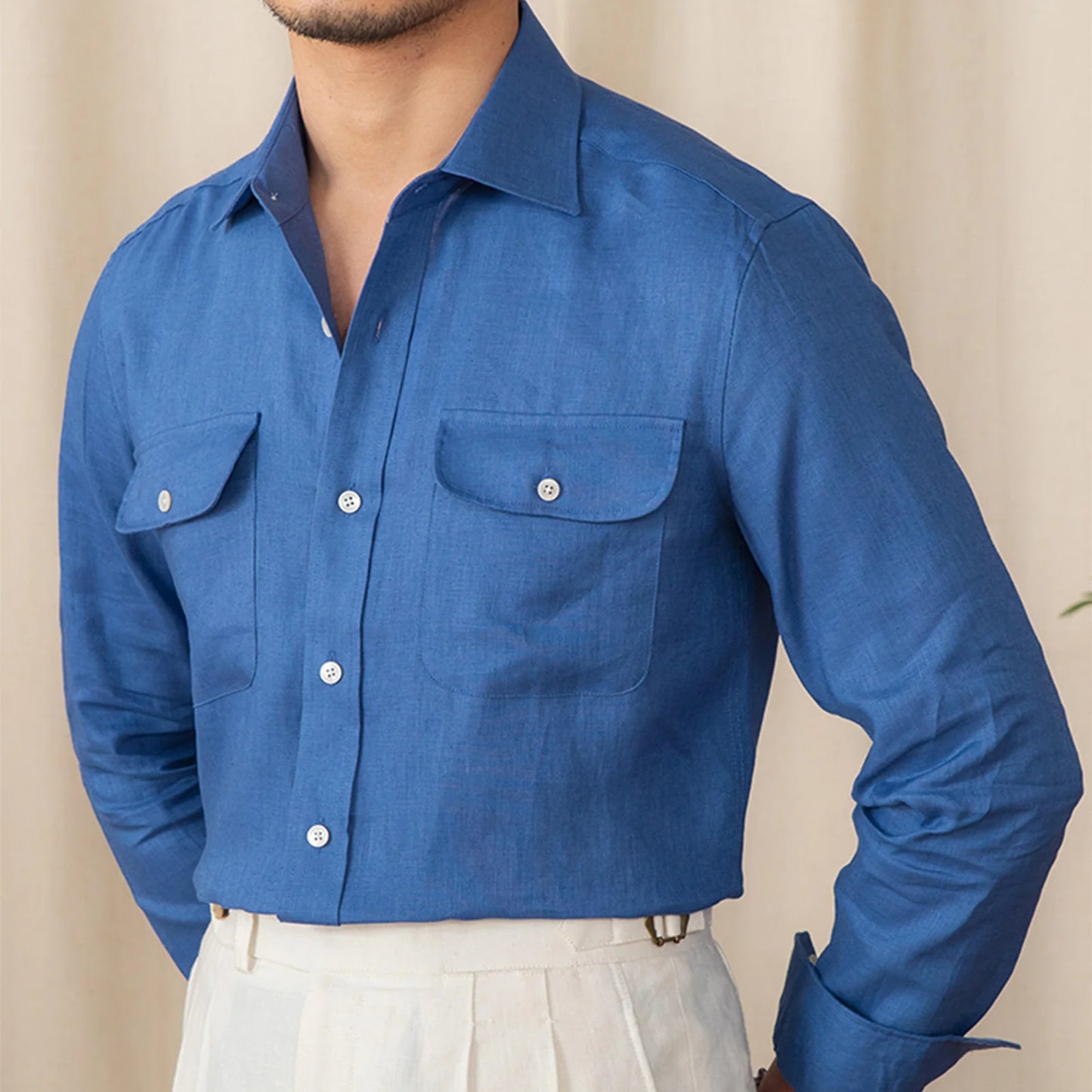 Italian Vega Amalfi 100% Linen Safari Shirt