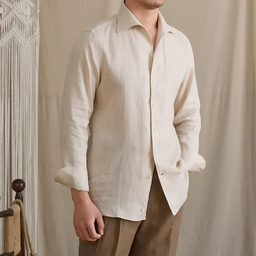 Italian Vega - One Pice Cut Away Collar LInen Shirt