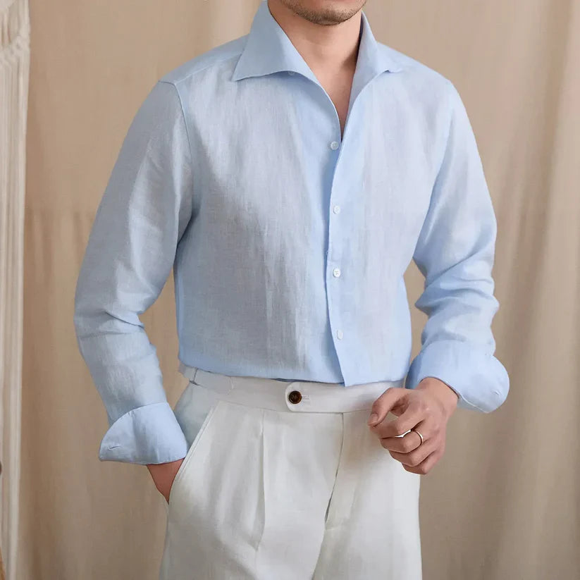 Italian Vega - One Pice Cut Away Collar LInen Shirt