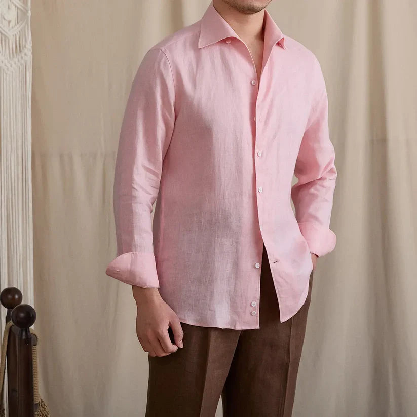 Italian Vega - One Pice Cut Away Collar LInen Shirt