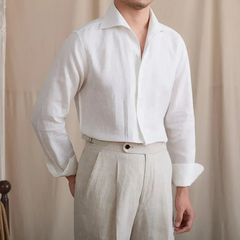 Italian Vega - One Pice Cut Away Collar LInen Shirt
