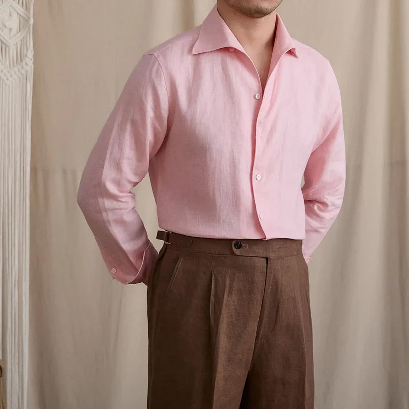 Italian Vega - One Pice Cut Away Collar LInen Shirt