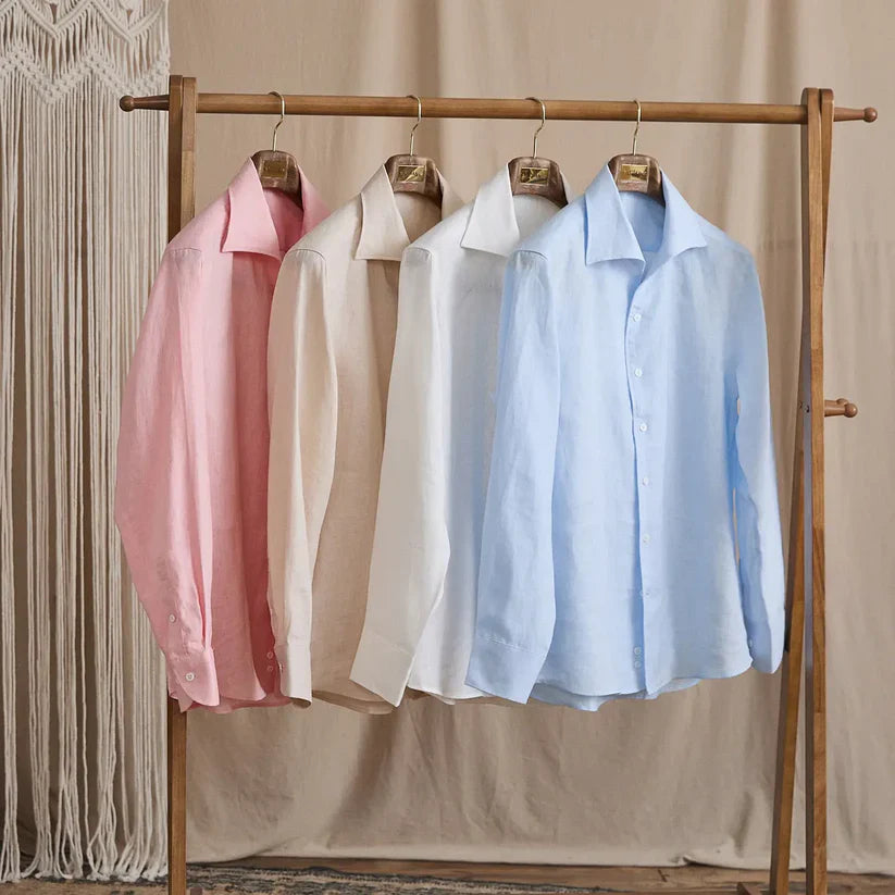Italian Vega - One Pice Cut Away Collar LInen Shirt