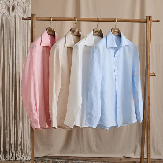 Italian Vega - One Pice Cut Away Collar LInen Shirt