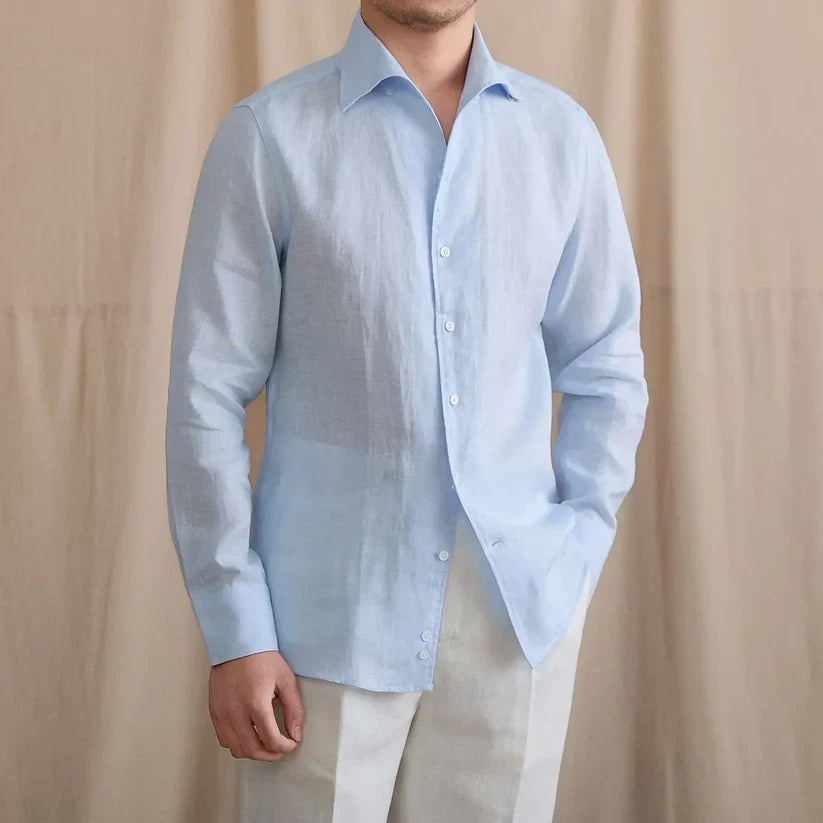 Italian Vega - One Pice Cut Away Collar LInen Shirt